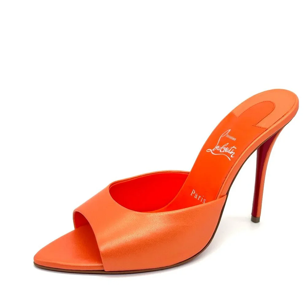 Orange Open-Toe Stiletto Mule Heel